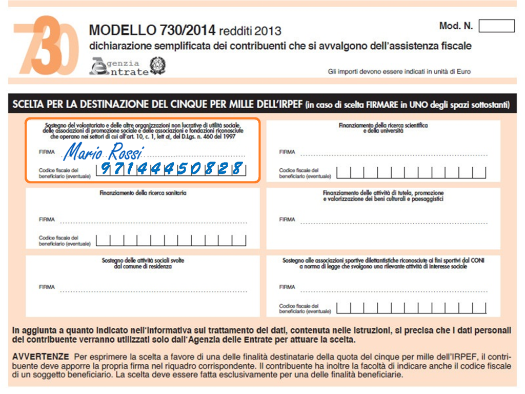 destinazione 5x1000 all'Associazione Cutino